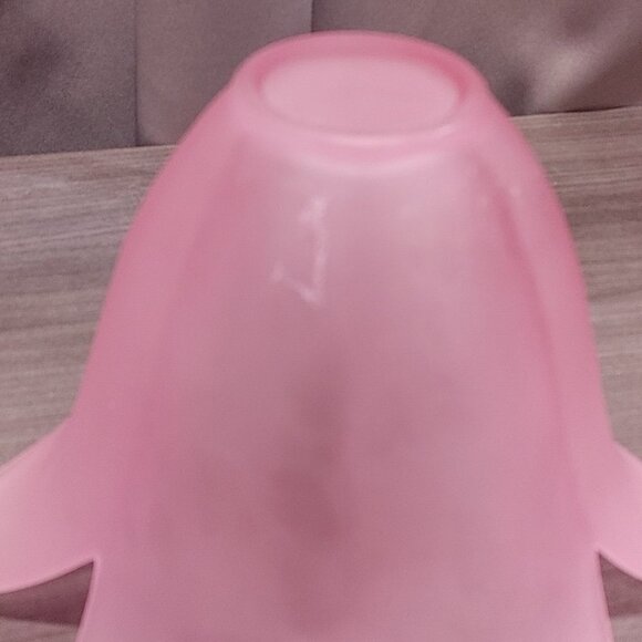 Vintage Frosted Pink Glass Tulip Shaped Vase / Votive Holder - Picture 6 of 6